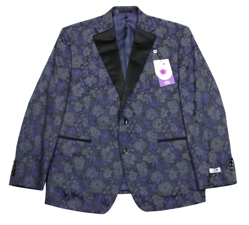 Tayion Dinner Jacket 44 S Mens Classic Fit Grey Purple Floral Acooke Blazer